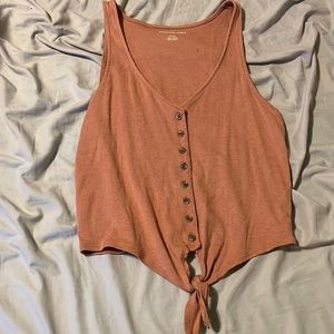 salmon pink tied tank